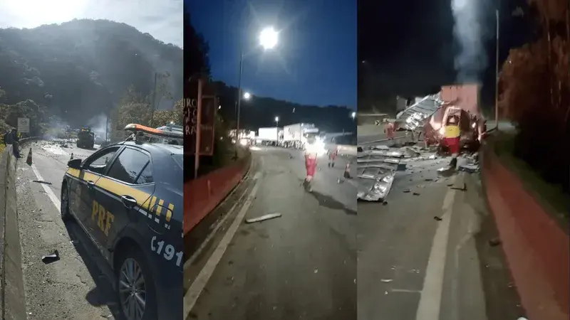 Caminhão sem freio causa engavetamento na BR-376 em  Guaratuba