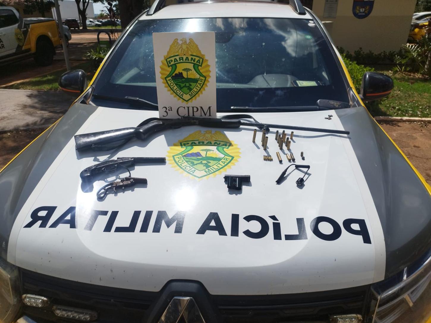 PM apreende armas de fogo e munições na cidade de Querência do Norte