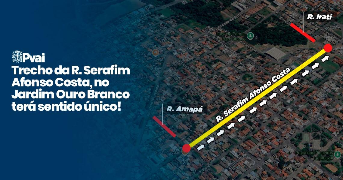 Prefeitura de Paranavaí altera sentido de circulação da Rua Serafim Afonso Costa