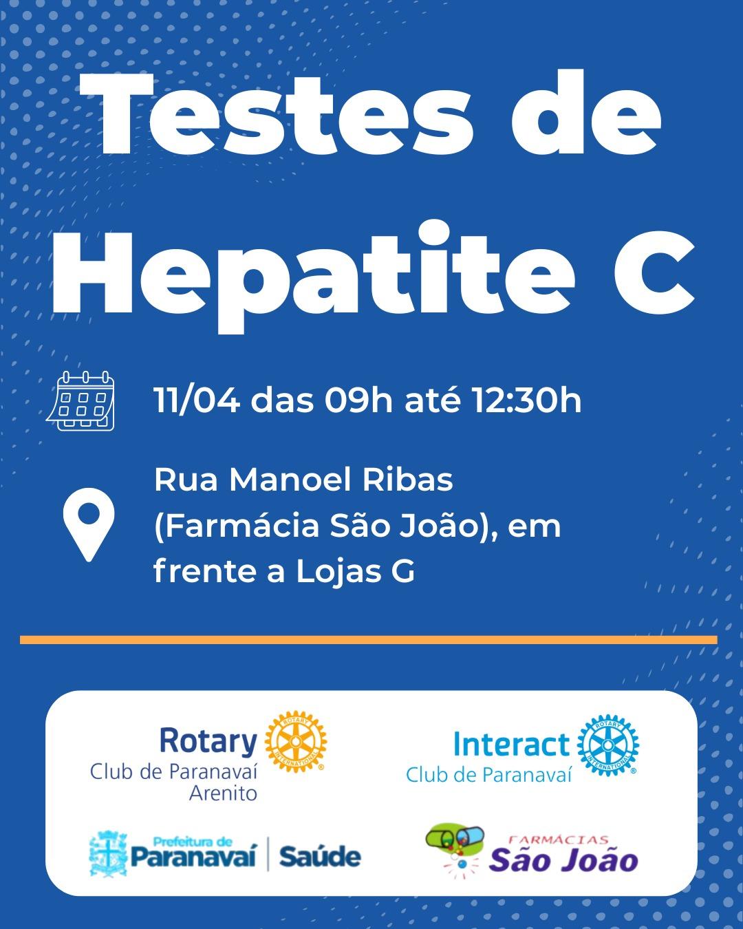 Você poderá fazer teste gratuito de Hepatite C e Sífilis em Paranavaí