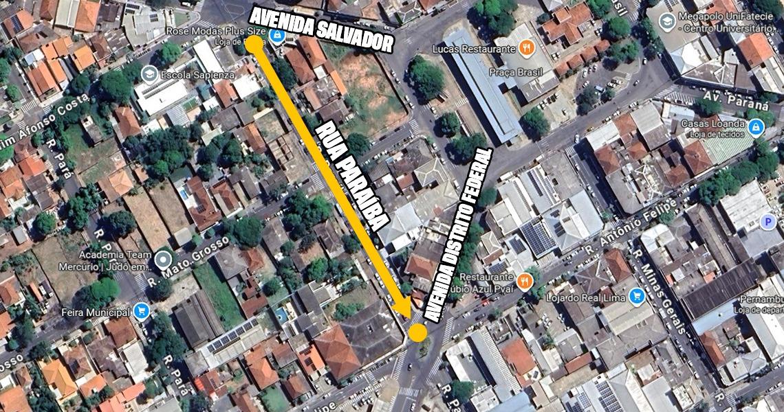 Rua Paraíba tem sentido único entre as avenidas Salvador e Distrito Federal