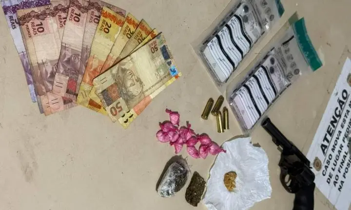 Polícia prende mulher por tráfico e apreende arma com numeração suprimida 